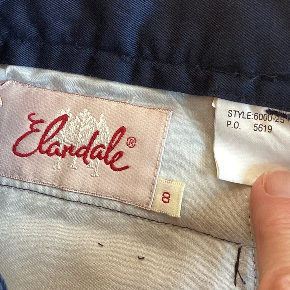 Vintage Elandale Cotton High Waist Pleated Front Shorts, Navy Blue - Size 8 - Picture 3 of 8